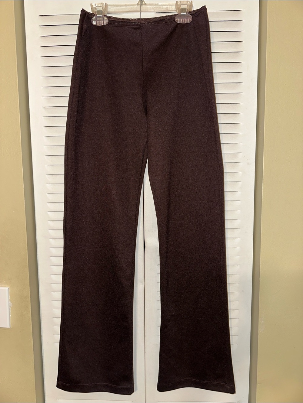 Vintage Style Brown Low-Waisted Stretch Flare Pants - Size Medium